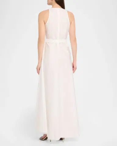 Brunello Cucinelli Sleeveless Belted Cotton Techno Poplin Midi Dress | Thumbnail 3 Brunello Cucinelli Sleeveless Belted Cotton Techno Poplin Midi Dress | Thumbnail 3
