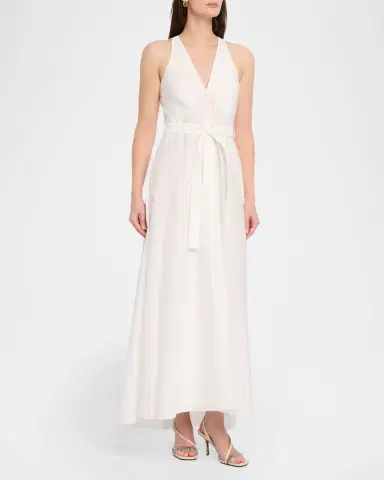 Brunello Cucinelli Sleeveless Belted Cotton Techno Poplin Midi Dress | Thumbnail 4 Brunello Cucinelli Sleeveless Belted Cotton Techno Poplin Midi Dress | Thumbnail 4