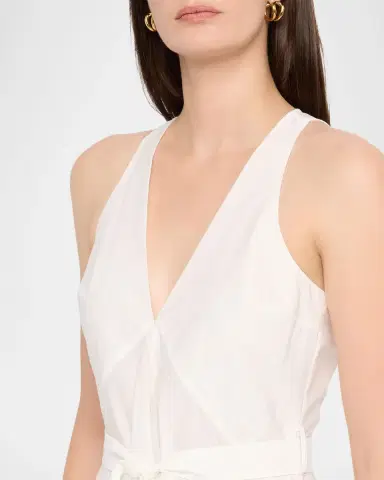 Brunello Cucinelli Sleeveless Belted Cotton Techno Poplin Midi Dress | Thumbnail 5 Brunello Cucinelli Sleeveless Belted Cotton Techno Poplin Midi Dress | Thumbnail 5