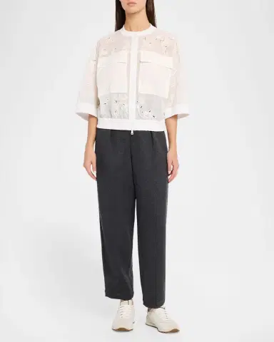 Brunello Cucinelli Pleated Tapered-Leg Ankle Sport Pants | Thumbnail 2 Brunello Cucinelli Pleated Tapered-Leg Ankle Sport Pants | Thumbnail 2