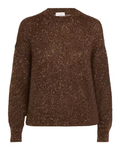 Brunello Cucinelli Diamante Wool Crewneck Sweater | Thumbnail 1 Brunello Cucinelli Diamante Wool Crewneck Sweater | Thumbnail 1