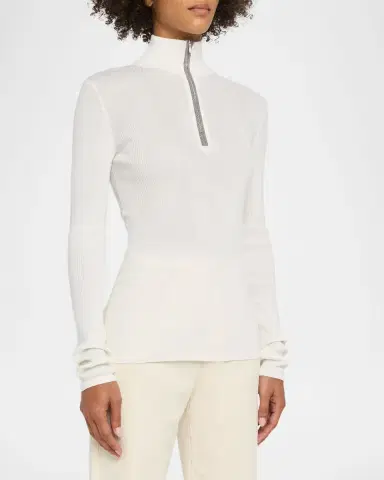 Brunello Cucinelli Turtleneck Monili Zip Wool-Cashmere Sweater | Thumbnail 4 Brunello Cucinelli Turtleneck Monili Zip Wool-Cashmere Sweater | Thumbnail 4