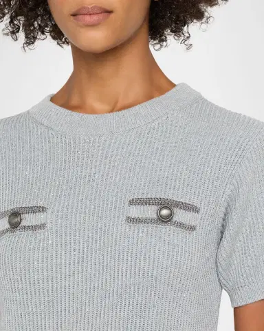 Brunello Cucinelli Pockets Short-Sleeve Shimmering Cotton Knit Mini Dress | Thumbnail 5 Brunello Cucinelli Pockets Short-Sleeve Shimmering Cotton Knit Mini Dress | Thumbnail 5
