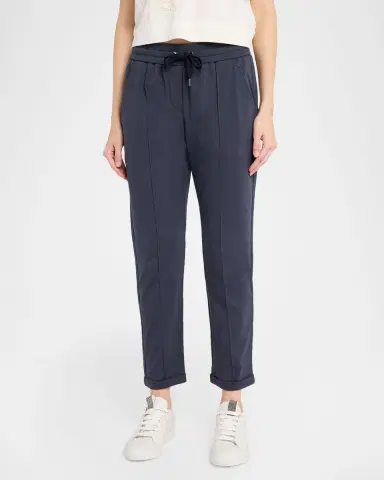 Brunello Cucinelli Monili-Trim Pintuck Tapered-Leg Ankle Sport Pants | Thumbnail 4 Brunello Cucinelli Monili-Trim Pintuck Tapered-Leg Ankle Sport Pants | Thumbnail 4