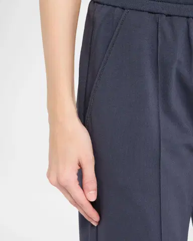 Brunello Cucinelli Monili-Trim Pintuck Tapered-Leg Ankle Sport Pants | Thumbnail 5 Brunello Cucinelli Monili-Trim Pintuck Tapered-Leg Ankle Sport Pants | Thumbnail 5