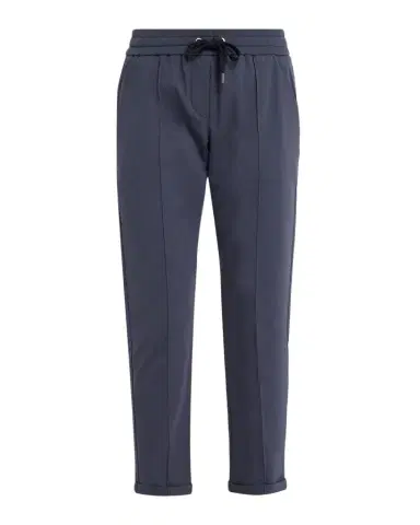 Brunello Cucinelli Monili-Trim Pintuck Tapered-Leg Ankle Sport Pants | Thumbnail 1 Brunello Cucinelli Monili-Trim Pintuck Tapered-Leg Ankle Sport Pants | Thumbnail 1
