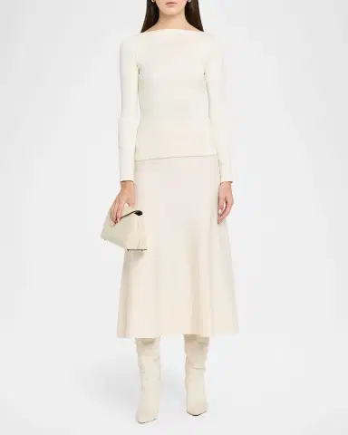 Ralph Lauren Collection High-Neck Silk Rib Long-Sleeve Sweater | Thumbnail 2 Ralph Lauren Collection High-Neck Silk Rib Long-Sleeve Sweater | Thumbnail 2