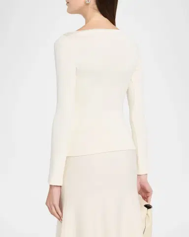 Ralph Lauren Collection High-Neck Silk Rib Long-Sleeve Sweater | Thumbnail 3 Ralph Lauren Collection High-Neck Silk Rib Long-Sleeve Sweater | Thumbnail 3