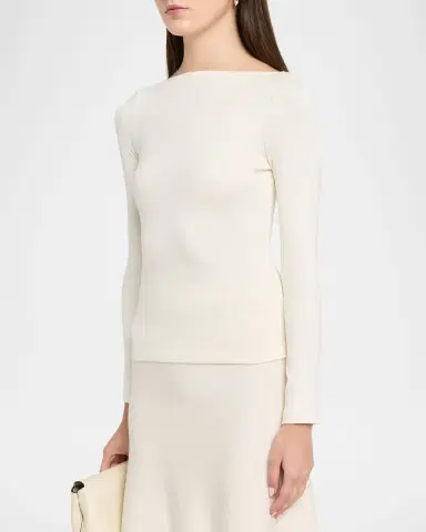 Ralph Lauren Collection High-Neck Silk Rib Long-Sleeve Sweater | Thumbnail 4 Ralph Lauren Collection High-Neck Silk Rib Long-Sleeve Sweater | Thumbnail 4