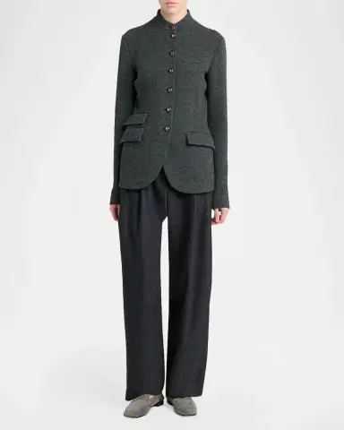Giorgio Armani Buttoned Herringbone Jacket | Thumbnail 2 Giorgio Armani Buttoned Herringbone Jacket | Thumbnail 2