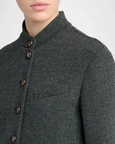 Giorgio Armani Buttoned Herringbone Jacket | Thumbnail 5 Giorgio Armani Buttoned Herringbone Jacket | Thumbnail 5