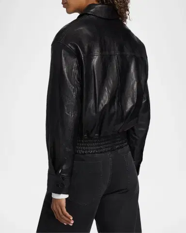 Nili Lotan Aime Zipped Leather Bomber Jacket | Thumbnail 3 Nili Lotan Aime Zipped Leather Bomber Jacket | Thumbnail 3