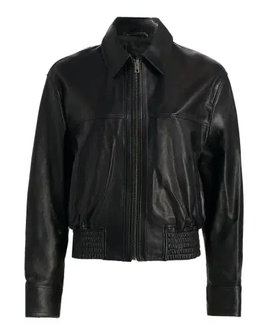 Nili Lotan Aime Zipped Leather Bomber Jacket | Thumbnail 1 Nili Lotan Aime Zipped Leather Bomber Jacket | Thumbnail 1