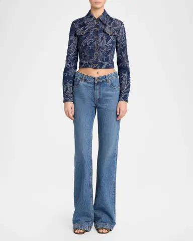 Etro Paisley Denim Jacquard Crop Jacket | Thumbnail 2 Etro Paisley Denim Jacquard Crop Jacket | Thumbnail 2