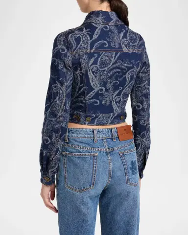 Etro Paisley Denim Jacquard Crop Jacket | Thumbnail 3 Etro Paisley Denim Jacquard Crop Jacket | Thumbnail 3
