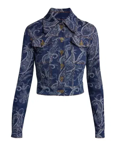 Etro Paisley Denim Jacquard Crop Jacket | Thumbnail 1 Etro Paisley Denim Jacquard Crop Jacket | Thumbnail 1