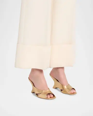 Malone Souliers 85mm Lourdes Metallic Leather Wedge Mules | Thumbnail 2 Malone Souliers 85mm Lourdes Metallic Leather Wedge Mules | Thumbnail 2