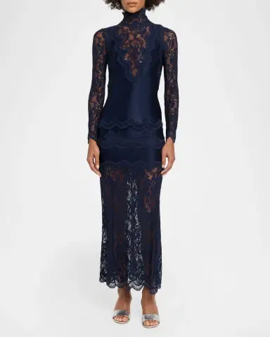 Rabanne Sheer Lace and Jersey Midi Skirt | Thumbnail 2 Rabanne Sheer Lace and Jersey Midi Skirt | Thumbnail 2
