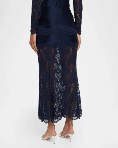 Rabanne Sheer Lace and Jersey Midi Skirt | Thumbnail 3 Rabanne Sheer Lace and Jersey Midi Skirt | Thumbnail 3