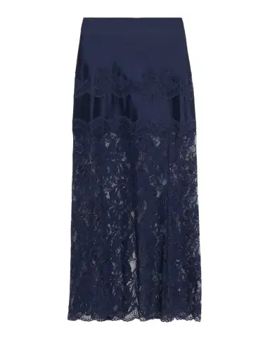 Rabanne Sheer Lace and Jersey Midi Skirt | Thumbnail 1 Rabanne Sheer Lace and Jersey Midi Skirt | Thumbnail 1