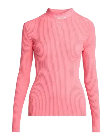 Courreges Vinyl Collar Ribbed Button-Shoulder Long-Sleeve Top | Thumbnail 1 Courreges Vinyl Collar Ribbed Button-Shoulder Long-Sleeve Top | Thumbnail 1