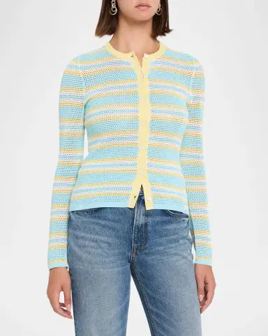 Simkhai Ruthie Striped Open-Knit Cardigan | Thumbnail 4 Simkhai Ruthie Striped Open-Knit Cardigan | Thumbnail 4