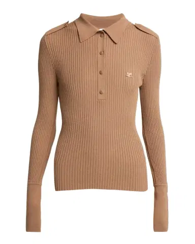 Courrèges Long-Sleeve Rib Knit Polo Top | Thumbnail 1 Courrèges Long-Sleeve Rib Knit Polo Top | Thumbnail 1