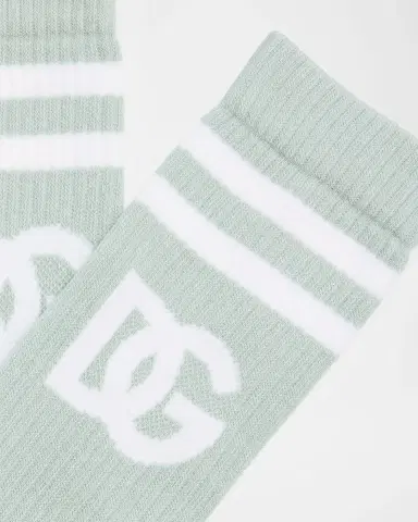 Dolce & Gabbana Men's Monogram Stripe Ribbed Crew Socks | Thumbnail 2 Dolce & Gabbana Men's Monogram Stripe Ribbed Crew Socks | Thumbnail 2