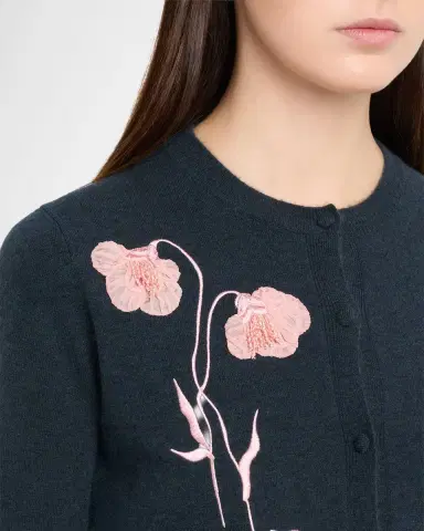 Erdem Flower Embroidered Cashmere-Wool Crewneck Cardigan | Thumbnail 5 Erdem Flower Embroidered Cashmere-Wool Crewneck Cardigan | Thumbnail 5