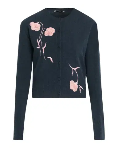 Erdem Flower Embroidered Cashmere-Wool Crewneck Cardigan | Thumbnail 1 Erdem Flower Embroidered Cashmere-Wool Crewneck Cardigan | Thumbnail 1