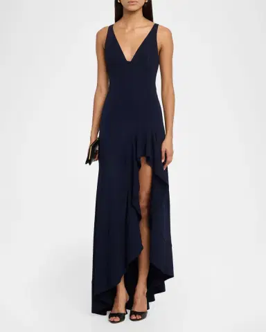 Stella McCartney Sleeveless V-Neck Frill Slit Maxi Dress | Thumbnail 2 Stella McCartney Sleeveless V-Neck Frill Slit Maxi Dress | Thumbnail 2