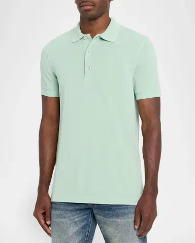 Tom Ford Men's Lyocell Pique Polo Shirt | Thumbnail 4 Tom Ford Men's Lyocell Pique Polo Shirt | Thumbnail 4