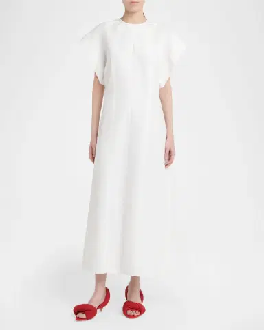 Bottega Veneta Compact Cotton Short-Sleeve Ankle Dress | Thumbnail 2 Bottega Veneta Compact Cotton Short-Sleeve Ankle Dress | Thumbnail 2