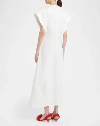 Bottega Veneta Compact Cotton Short-Sleeve Ankle Dress | Thumbnail 3 Bottega Veneta Compact Cotton Short-Sleeve Ankle Dress | Thumbnail 3