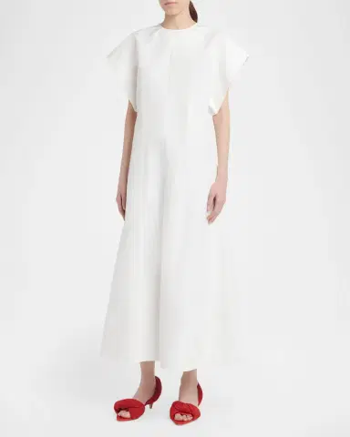 Bottega Veneta Compact Cotton Short-Sleeve Ankle Dress | Thumbnail 4 Bottega Veneta Compact Cotton Short-Sleeve Ankle Dress | Thumbnail 4
