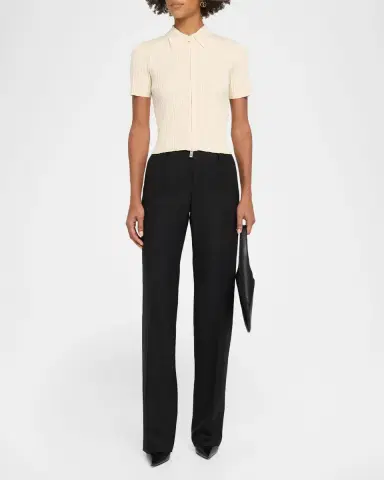 Victoria Beckham Ribbed Polo Top | Thumbnail 2 Victoria Beckham Ribbed Polo Top | Thumbnail 2