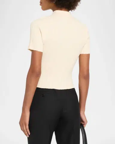 Victoria Beckham Ribbed Polo Top | Thumbnail 3 Victoria Beckham Ribbed Polo Top | Thumbnail 3