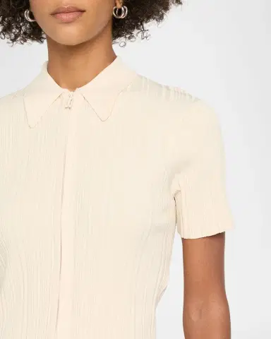 Victoria Beckham Ribbed Polo Top | Thumbnail 5 Victoria Beckham Ribbed Polo Top | Thumbnail 5