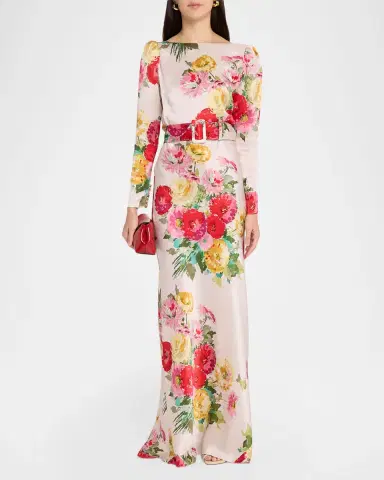 Libertine Pat Nixon Silk Belted Low-Back Column Gown | Thumbnail 2 Libertine Pat Nixon Silk Belted Low-Back Column Gown | Thumbnail 2