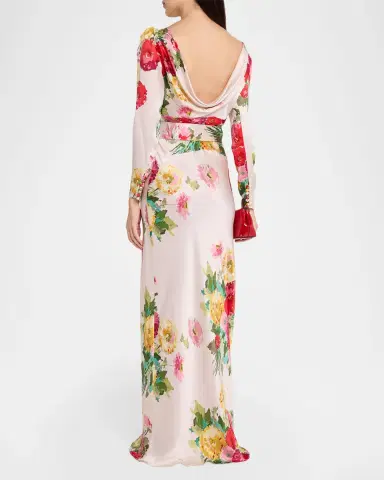 Libertine Pat Nixon Silk Belted Low-Back Column Gown | Thumbnail 3 Libertine Pat Nixon Silk Belted Low-Back Column Gown | Thumbnail 3