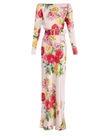 Libertine Pat Nixon Silk Belted Low-Back Column Gown | Thumbnail 1 Libertine Pat Nixon Silk Belted Low-Back Column Gown | Thumbnail 1