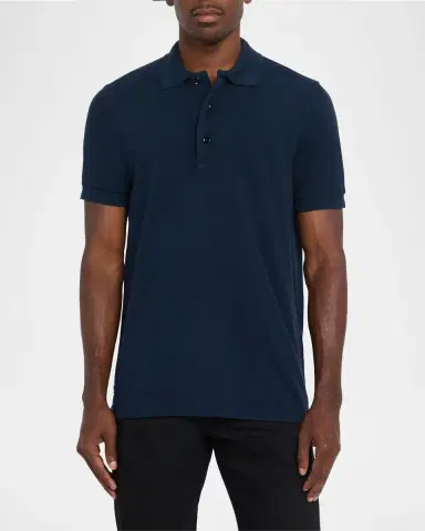 Tom Ford Men's Lyocell Pique Polo Shirt | Thumbnail 4 Tom Ford Men's Lyocell Pique Polo Shirt | Thumbnail 4