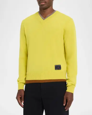 Marni Men's V-Neck Cashmere Sweater | Thumbnail 4 Marni Men's V-Neck Cashmere Sweater | Thumbnail 4