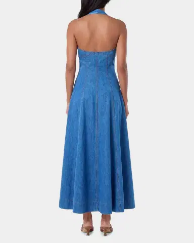 NICHOLAS Elsa Halter Denim Maxi Dress | Thumbnail 3 NICHOLAS Elsa Halter Denim Maxi Dress | Thumbnail 3