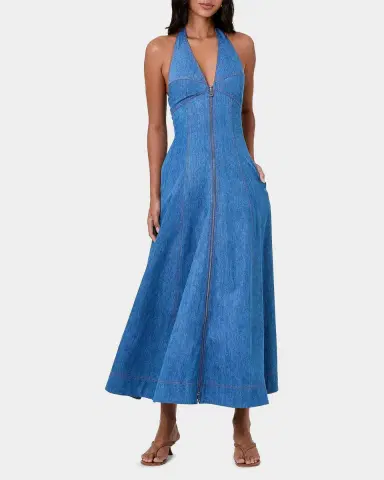 NICHOLAS Elsa Halter Denim Maxi Dress | Thumbnail 4 NICHOLAS Elsa Halter Denim Maxi Dress | Thumbnail 4