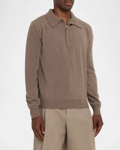 Jil Sander Men 's Wool Zip Polo Sweater | Thumbnail 4 Jil Sander Men 's Wool Zip Polo Sweater | Thumbnail 4