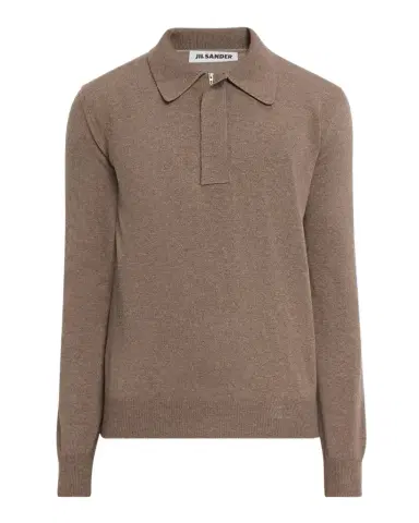 Jil Sander Men 's Wool Zip Polo Sweater | Thumbnail 1 Jil Sander Men 's Wool Zip Polo Sweater | Thumbnail 1