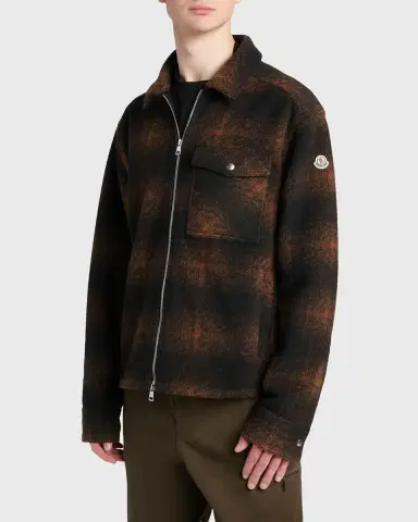 Moncler Men's Buffalo Check Full-Zip Shirt Jacket | Thumbnail 4 Moncler Men's Buffalo Check Full-Zip Shirt Jacket | Thumbnail 4