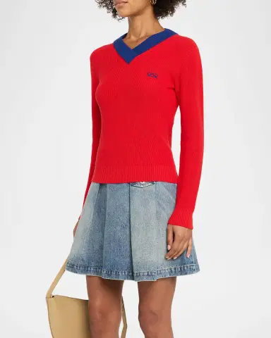 LOEWE Bicolor V-Neck Sweater | Thumbnail 4 LOEWE Bicolor V-Neck Sweater | Thumbnail 4