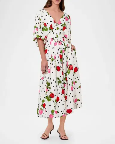 NICHOLAS Vicky Polka Dot & Floral A-Line Midi Dress | Thumbnail 2 NICHOLAS Vicky Polka Dot & Floral A-Line Midi Dress | Thumbnail 2